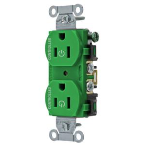 HUBBELL WIRING DEVICE-KELLEMS BR15C2GN Straight Receptacle, 15A 125V, 2P - 3W Grounding, 5-15R, Green | BD4LRL