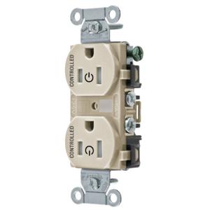 HUBBELL WIRING DEVICE-KELLEMS BR15C2LATR Straight Receptacle, 15A 125V, 2P - 3W Grounding, 5-15R, Light Almond | CE6QTA