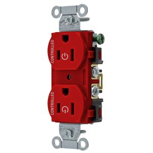 HUBBELL WIRING DEVICE-KELLEMS BR15C2R Straight Receptacle, 15A 125V, 2P - 3W Grounding, 5-15R, Red | CE6QTB