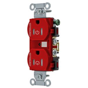 HUBBELL WIRING DEVICE-KELLEMS BR15C2RTR Straight Receptacle, 15A 125V, 2P - 3W Grounding, 5-15R, Red | CE6QTC
