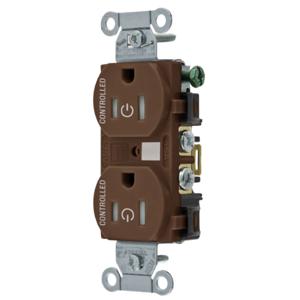 HUBBELL WIRING DEVICE-KELLEMS BR15C2TR Straight Receptacle, 15A 125V, 2P - 3W Grounding, 5-15R, Brown | CE6QTD