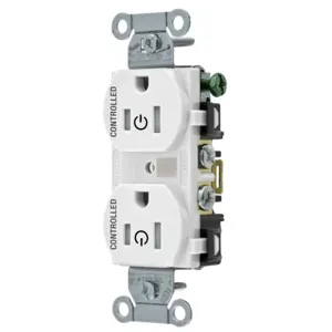 HUBBELL WIRING DEVICE-KELLEMS BR15C2WHITR Straight Receptacle, 15A 125V, 2P - 3W Grounding, 5-15R, White | CE6QTE