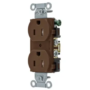 HUBBELL WIRING DEVICE-KELLEMS BR15TR Straight Receptacle, Duplex, 15A 125V, Brown, 1 Pk | AC2AJU 2HDZ1