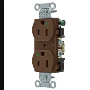 HUBBELL WIRING DEVICE-KELLEMS BR15WR Straight Receptacle, Duplex, 15A 125V, Brown, 1 Pk | AC2AKE 2HEA2