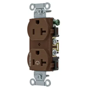 HUBBELL WIRING DEVICE-KELLEMS BR20C1 Straight Receptacle, 20A 125V, 2P - 3W Grounding, 5-20R, Brown | BD4NRT