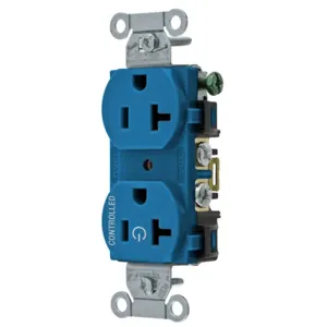 HUBBELL WIRING DEVICE-KELLEMS BR20C1BL Straight Receptacle, 20A 125V, 2P - 3W Grounding, 5-20R, Blue | BD4NRU