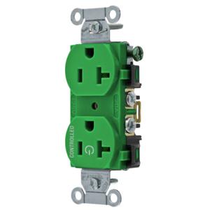 HUBBELL WIRING DEVICE-KELLEMS BR20C1GN Straight Receptacle, 20A 125V, 2P - 3W Grounding, 5-20R, Green | BD3ZLK