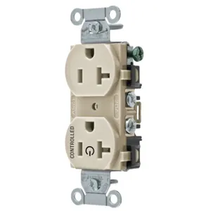 HUBBELL WIRING DEVICE-KELLEMS BR20C1LA Straight Receptacle, 20A 125V, 2P - 3W Grounding, 5-20R, Light Almond | BD4PUZ