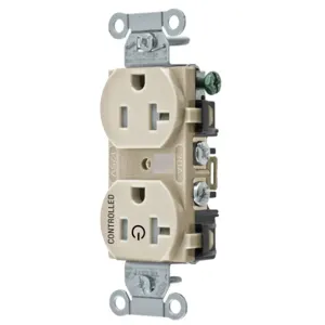 HUBBELL WIRING DEVICE-KELLEMS BR20C1LATR Straight Receptacle, 20A 125V, 2P - 3W Grounding, 5-20R, Light Almond | CE6QTM