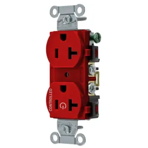 HUBBELL WIRING DEVICE-KELLEMS BR20C1R Straight Receptacle, 20A 125V, 2P - 3W Grounding, 5-20R, Red | CE6QTN