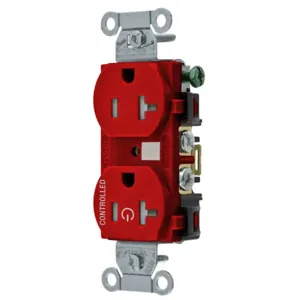 HUBBELL WIRING DEVICE-KELLEMS BR20C1RTR Straight Receptacle, 20A 125V, 2P - 3W Grounding, 5-20R, Red | CE6QTP