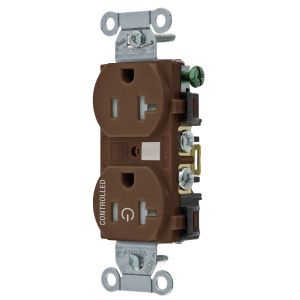 HUBBELL WIRING DEVICE-KELLEMS BR20C1TR Straight Receptacle, 20A 125V, 2P - 3W Grounding, 5-20R, Brown | CE6QTQ