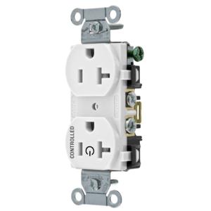 HUBBELL WIRING DEVICE-KELLEMS BR20C1WHI Gerade Steckdose, 20 A 125 V, 2P – 3 W Erdung, 5-20R, Weiß | BD4GKG