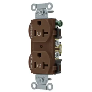 HUBBELL WIRING DEVICE-KELLEMS BR20C2 Straight Receptacle, 20A 125V, 2P - 3W Grounding, 5-20R, Brown | BD4GKH