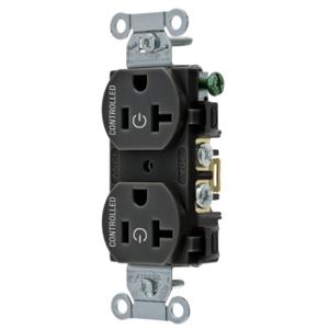 HUBBELL WIRING DEVICE-KELLEMS BR20C2BLK Straight Receptacle, 20A 125V, 2P - 3W Grounding, 5-20R, Black | BD4NRV