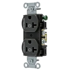 HUBBELL WIRING DEVICE-KELLEMS BR20C2BLK Straight Receptacle, 20A 125V, 2P - 3W Grounding, 5-20R, Black | BD4NRV