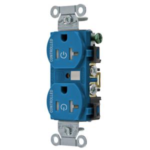 HUBBELL WIRING DEVICE-KELLEMS BR20C2BLTR Straight Receptacle, 20A 125V, 2P - 3W Grounding, 5-20R, Blue | CE6QTU