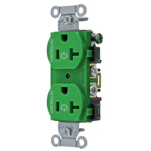 HUBBELL WIRING DEVICE-KELLEMS BR20C2GN Straight Receptacle, 20A 125V, 2P - 3W Grounding, 5-20R, Green | BD4KWA