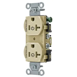 HUBBELL WIRING DEVICE-KELLEMS BR20C2I Straight Receptacle, 20A 125V, 2P - 3W Grounding, 5-20R, Ivory | BD4HPY