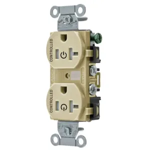 HUBBELL WIRING DEVICE-KELLEMS BR20C2ITR Straight Receptacle, 20A 125V, 2P - 3W Grounding, 5-20R, Ivory | CE6QTX