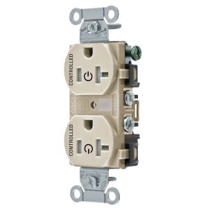 HUBBELL WIRING DEVICE-KELLEMS BR20C2LATR Straight Receptacle, 20A 125V, 2P - 3W Grounding, 5-20R, Light Almond | CE6QTY