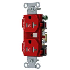 HUBBELL WIRING DEVICE-KELLEMS BR20C2RTR Straight Receptacle, 20A 125V, 2P - 3W Grounding, 5-20R, Red | CE6QUA