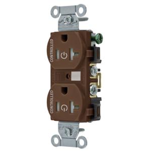 HUBBELL WIRING DEVICE-KELLEMS BR20C2TR Straight Receptacle, 20A 125V, 2P - 3W Grounding, 5-20R, Brown | CE6QUB