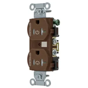 HUBBELL WIRING DEVICE-KELLEMS BR20C2TR Straight Receptacle, 20A 125V, 2P - 3W Grounding, 5-20R, Brown | CE6QUB