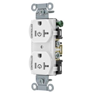 HUBBELL WIRING DEVICE-KELLEMS BR20C2WHI Straight Receptacle, 20A 125V, 2P - 3W Grounding, 5-20R, White | BD4CPD