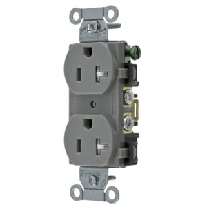 HUBBELL WIRING DEVICE-KELLEMS BR20GRYTR Straight Receptacle, Duplex, 20A 125V, Gray, 1 Pk | AC2AKB 2HDZ8