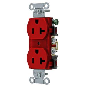 HUBBELL WIRING DEVICE-KELLEMS BR20R Straight Receptacle, Duplex, 20A 125V, Back And Side Wired, Red | BD4DTH