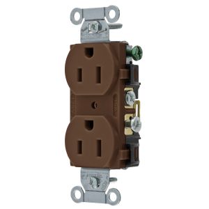 HUBBELL WIRING DEVICE-KELLEMS CR15 Straight Receptacle, Duplex, 15A 125V, Brown, 1 Pk | AB4DPV 1XC03