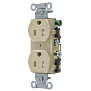 HUBBELL WIRING DEVICE-KELLEMS CR15ITR Straight Receptacle, Duplex, 15A 125V, Ivory, 1 Pk | AC2AJP 2HDY3