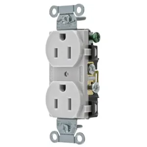 HUBBELL WIRING DEVICE-KELLEMS CR15OW Straight Receptacle, Duplex, 15A 125V, Office White, 1 Pk | BC8XXE