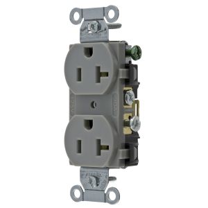 HUBBELL WIRING DEVICE-KELLEMS CR20GRY Straight Receptacle, Duplex, 20A 125V, Gray, 1 Pk | AE7LFM 5Z837