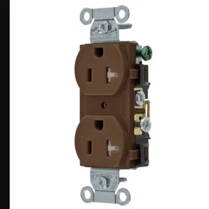 HUBBELL WIRING DEVICE-KELLEMS CR20TR Straight Receptacle, Duplex, 20A 125V, Brown, 1 Pk | BD3RZN