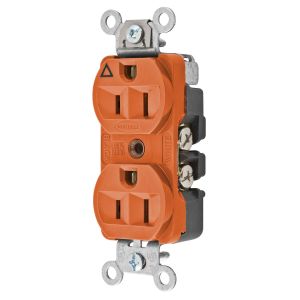 HUBBELL WIRING DEVICE-KELLEMS CR5252IG Straight Receptacle, 15A 125V, 5-15R, Orange, 1 Pk, Isolated Ground | BC7ZPB
