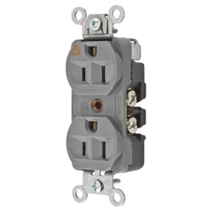 HUBBELL WIRING DEVICE-KELLEMS CR5252IGGY Straight Receptacle, 15A 125V, 5-15R, Gray, 1 Pk, Isolated Ground | BC8RXQ