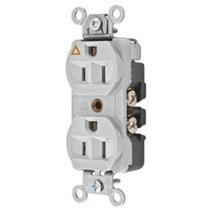 HUBBELL WIRING DEVICE-KELLEMS CR5252IGOW Straight Receptacle, 15A 125V, 5-15R, Office White, 1 Pk, Isolated Ground | BD4TLQ