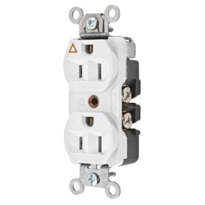 HUBBELL WIRING DEVICE-KELLEMS CR5252IGW Straight Receptacle, 15A 125V, 5-15R, White, 1 Pk, Isolated Ground | BC7UHL