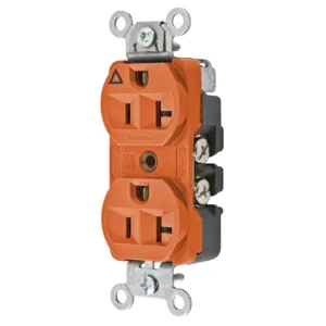 HUBBELL WIRING DEVICE-KELLEMS CR5352IG Straight Receptacle, 20A 125V, 5-20R, Orange, 1 Pk, Isolated Ground | BC9JWY