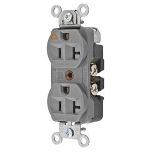 HUBBELL WIRING DEVICE-KELLEMS CR5352IGGY Straight Receptacle, 20A 125V, 5-20R, Gray, 1 Pk, Isolated Ground | BC8PEB