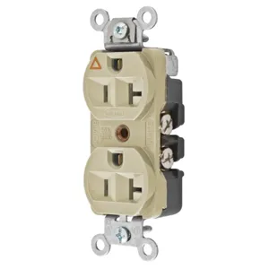 HUBBELL WIRING DEVICE-KELLEMS CR5352IGI Straight Receptacle, 20A 125V, 5-20R, Ivory, 1 Pk, Isolated Ground | BC8GCL