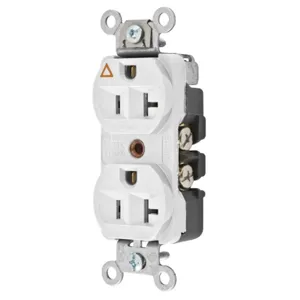 HUBBELL WIRING DEVICE-KELLEMS CR5352IGW Straight Receptacle, 20A 125V, 5-20R, White, 1 Pk, Isolated Ground | BD3NWB