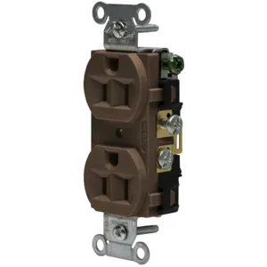 HUBBELL WIRING DEVICE-KELLEMS CRF15 Straight Receptacle, Duplex, 15A 125V, Brown, 1 Pk | BC9ZTJ