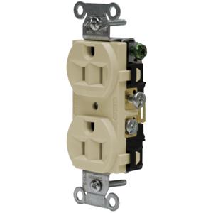 HUBBELL WIRING DEVICE-KELLEMS CRF15I Straight Receptacle, Duplex, 15A 125V, Ivory, 1 Pk | BC8UQN