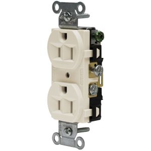 HUBBELL WIRING DEVICE-KELLEMS CRF15LA Straight Receptacle, Duplex, 15A 125V, Light Almond, 1 Pk | BD3DQN