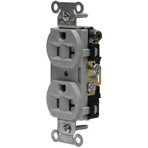 HUBBELL WIRING DEVICE-KELLEMS CRF20GRY Straight Receptacle, Duplex, 20A 125V, Gray, 1 Pk | BC8JGR