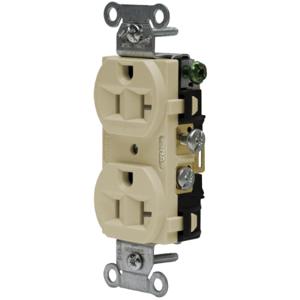 HUBBELL WIRING DEVICE-KELLEMS CRF20I Gerade Buchse, Duplex, 20 A 125 V, Elfenbein, 1 Pk | BC9FLC