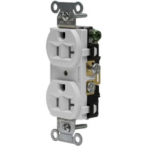 HUBBELL WIRING DEVICE-KELLEMS CRF20OW Gerade Steckdose, Duplex, 20 A 125 V, Büroweiß, 1 Packung | BC8GGA